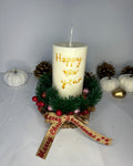 Χριστουγεννιάτικη σύνθεση με κερί Happy New Year